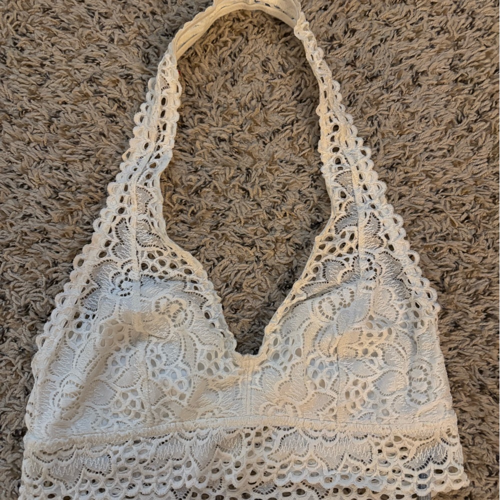 Aerie Lace Halter Bralette in Cream